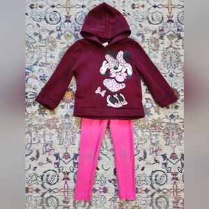 Disney Pullover Burdgeny Sweater, Cat & Jack Pink Leggings, Lot Set, sz 4T